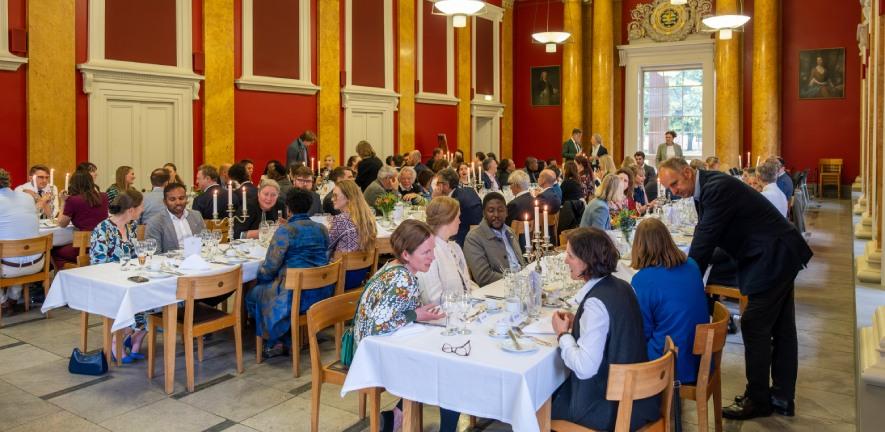 Attendees at the 20th anniversary Corporate Leaders Group celebration enjoy dinner at Downing College Attendees at the 20th anniversary Corporate Leaders Group celebration enjoy dinner at Downing College