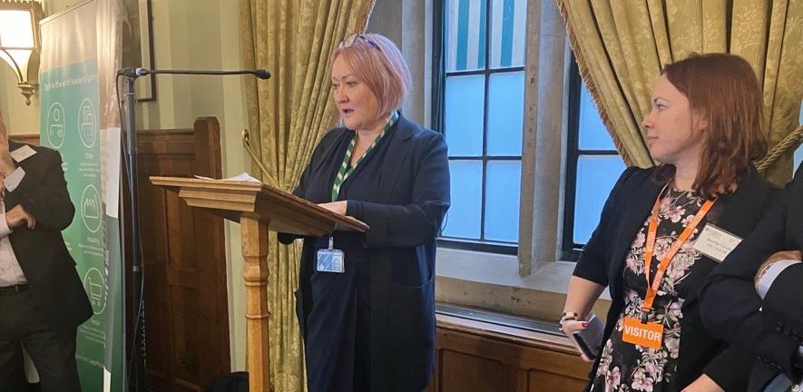 Minister McCarthy speaking at the CLG UK Net Zero Parliamentary Business Showcase