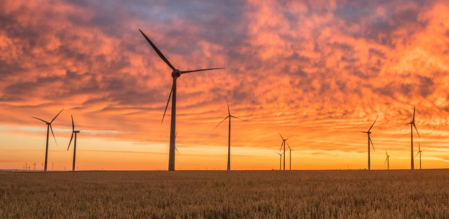 Wind turbines sunset 883